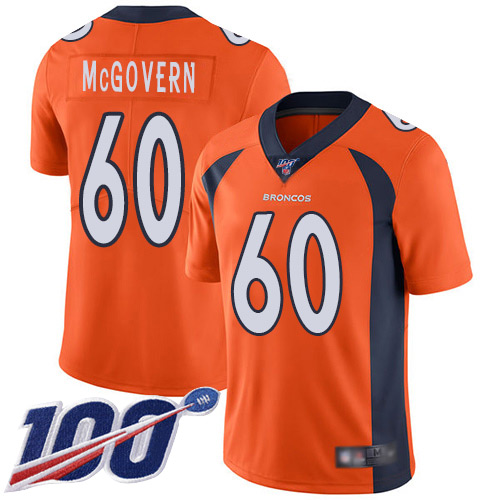 Men Denver Broncos 60 Connor McGovern Orange Team Color Vapor Untouchable Limited Player 100th Season Football NFL Jersey